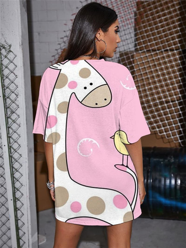 
Giraffe T Shirt Women Chick Funny T shirts Animal Punk Rock Christmas Shirt Print Lovely Summer
                