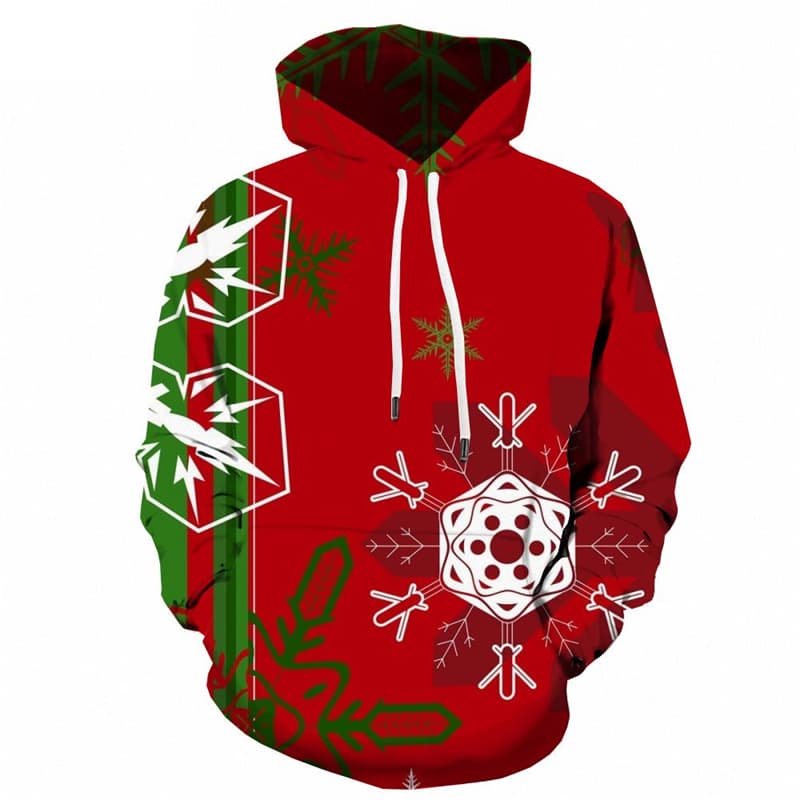 Christmas Hoodie Men New Year Hoodie Print Snowflake 3d Printed Party Hoody Anime