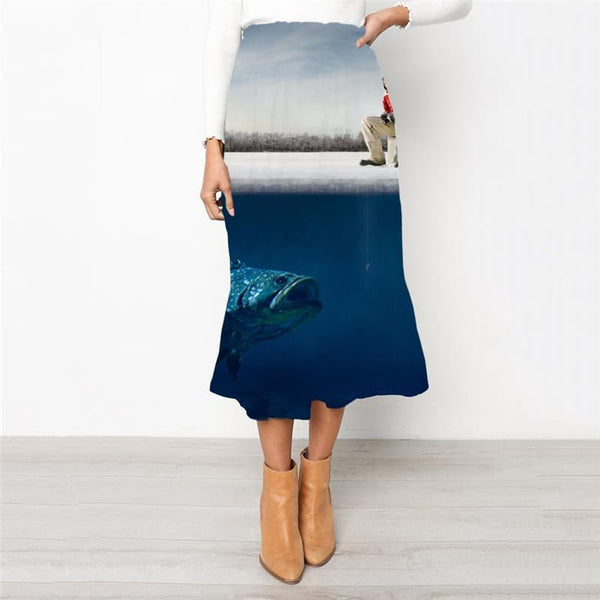 Fish Skirt Women Animal High waist skirts Funny Skirt Ladies Fisherman School skirt Fishinger Rock Frauen