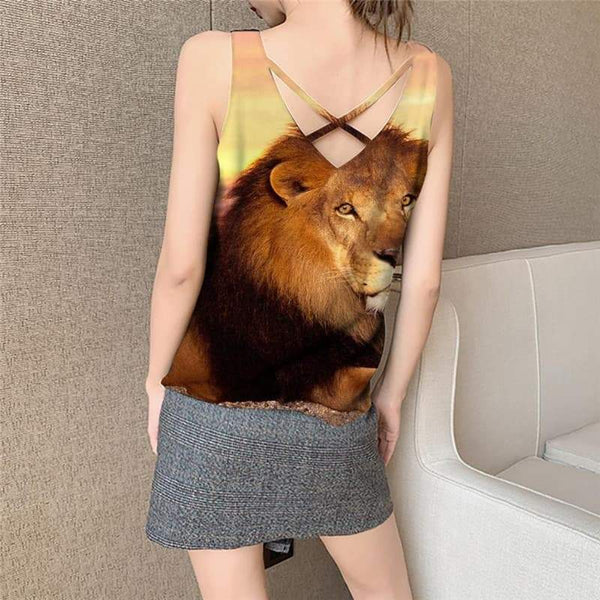 
Lion Tank Top Women Animal Vest Print Anime Anime Clothes Pink Clouds Vest Printed Street Sleeveless 3d - KYKU
                