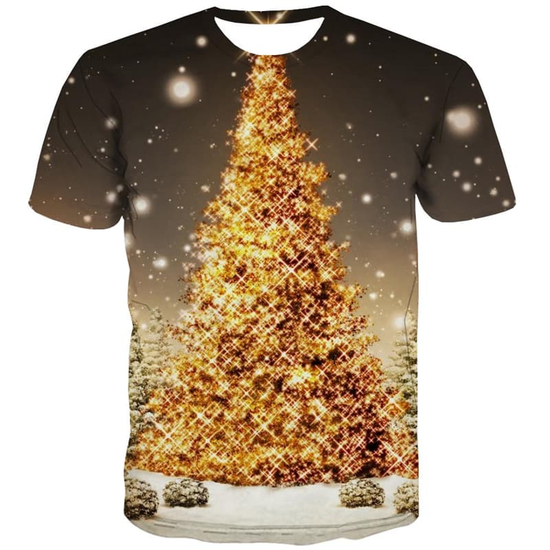 Christmas T-shirt Men Christmas Tree T shirts Funny Galaxy T-shirts Graphic Party Tshirts Cool
