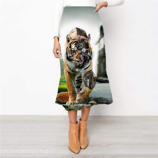 Lion Skirt Women Animal School skirt Anime High waist skirts Tiger Skirt Ladies Harajuku Rock Frauen - KYKU