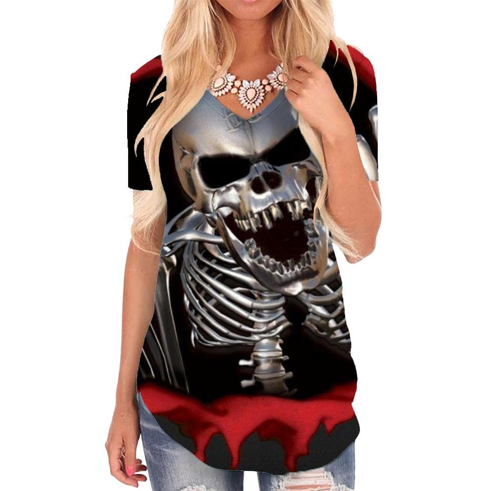 Skull T-shirt women Skeleton Funny T shirts Hip Hop Shirt Print Rock T-shirts 3d