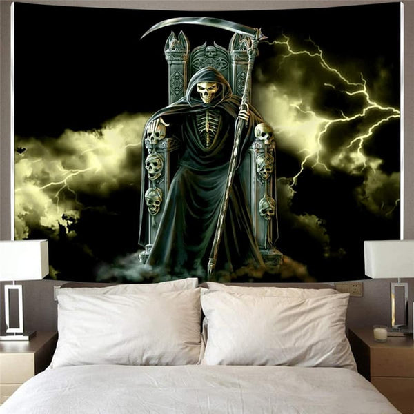 
Skull Tapiz Punk Tapestries Grim Reaper Tenture Mandala Lightning Wall Tapestry
                