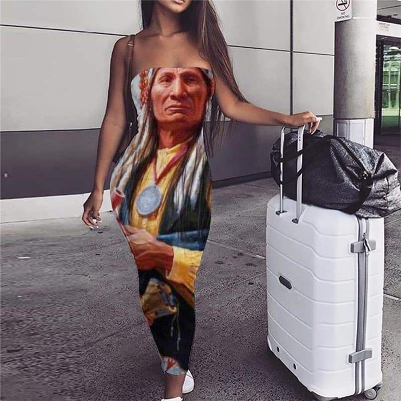 Indios Dress Women Graffiti Bodycon Dress Pharaoh Sundress Womens Clothing - KYKU