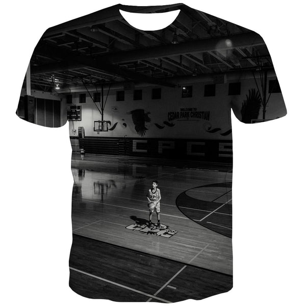 Basketball T shirts Men Night View Tshirts Cool Galaxy Tshirts Casual City Tshirts Novelty