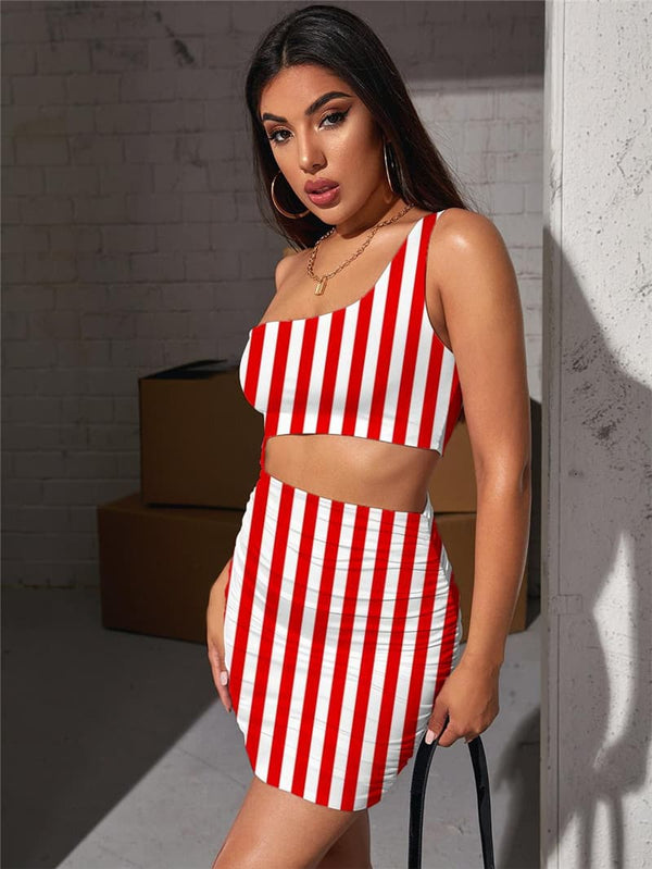 
Stripe Dress Women Abstract Halter Sleeveless Harajuku 3d Print Womens Clothing
                