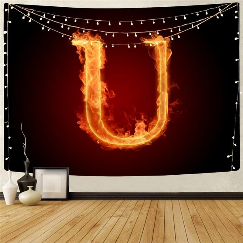 Flame Tapiz Letter Rug Wall Novel Home Tapestrys Decor Mandala Hippie Printed