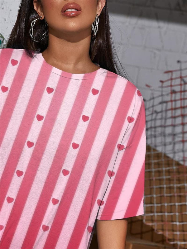 
Stripe T Shirt Women Love T-shirts 3d Abstract Summer Harajuku Funny T shirts
                