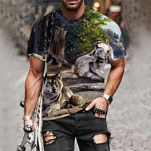 
Wolf T shirt Men Animal Tshirt Printed Home Tshirts Casual Landscape T-shirts 3d
                