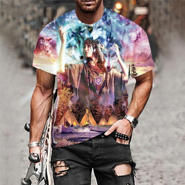 
Wolf T-shirt Men Animal T-shirts 3d Galaxy Tshirts Casual Home Anime Clothes
                