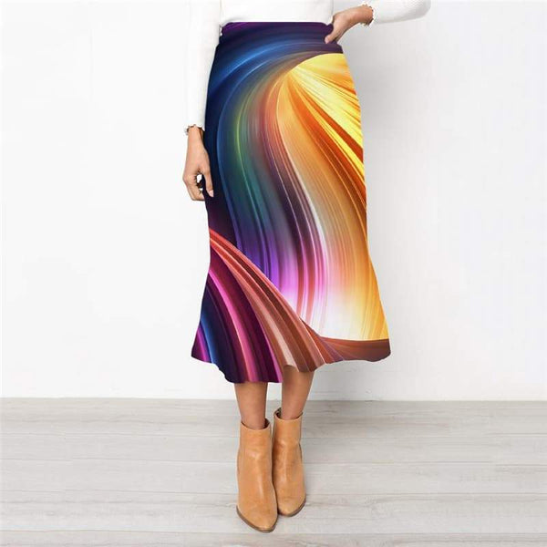 Geometric Skirts Women Psychedelic Skirt Ladies Vortex Rock Frauen Color School skirt - KYKU