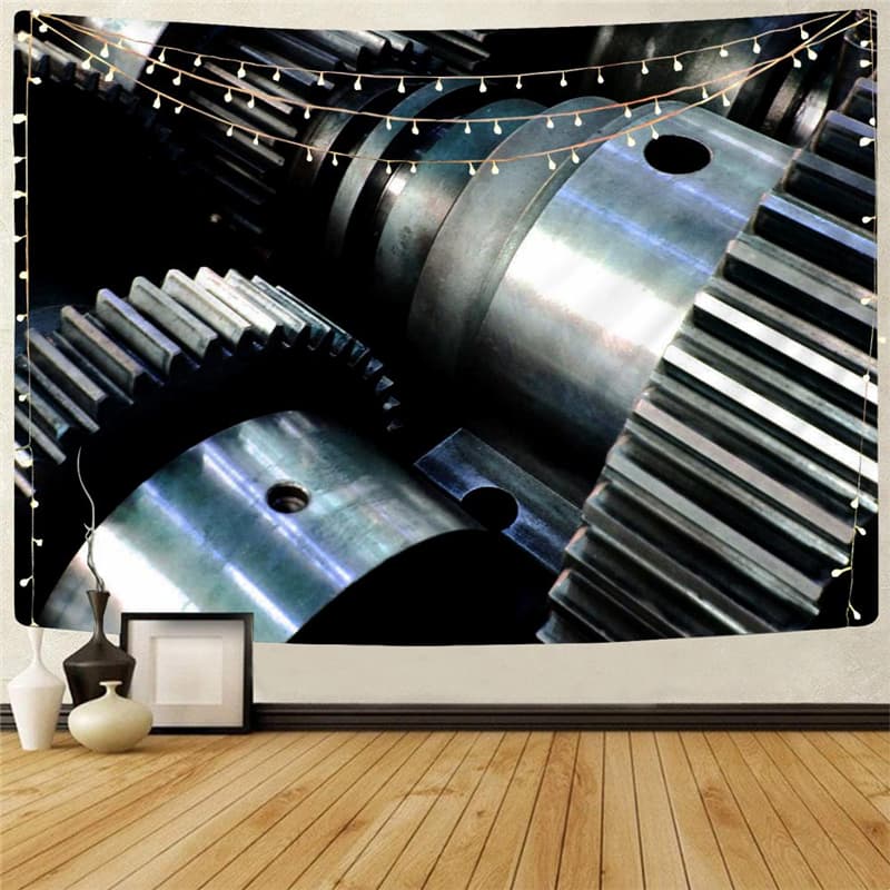 Metal Tapiz Engine Tenture Mandala Gear Wall Tapestry Punk Rock Tapestries