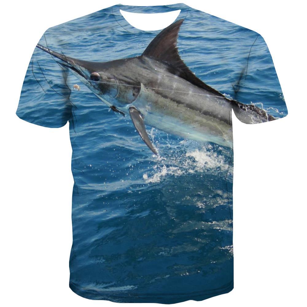 fishing T shirts Men fish Tshirts Cool sea Shirt Print Short Sleeve Full Print - KYKU