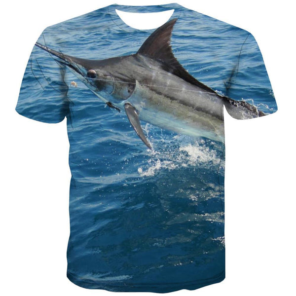 fishing T shirts Men fish Tshirts Cool sea Shirt Print Short Sleeve Full Print - KYKU