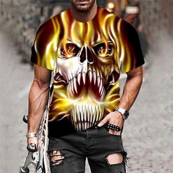 
Skull T-shirt Men Flame Shirt Print Skeleton T-shirts 3d Party Tshirt Printed
                