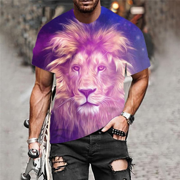 
Lion T shirt Men Animal Tshirts Casual Nebula Shirt Print Harajuku T-shirts 3d
                