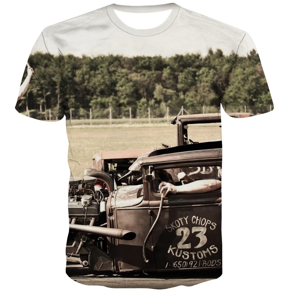 Racing Car T shirts Men Metal T-shirts 3d City Tshirts Novelty Gray T shirts Funny Retro T-shirts Graphic