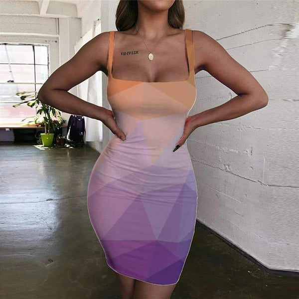 Geometric Dresses Women Psychedelic Vestido Sexy Vortex Ladies Dresses Square 3d Print - KYKU