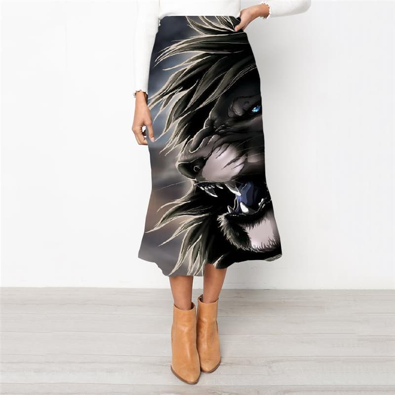 Lion Skirts Women Animal Skirt Ladies Anime Rock Frauen Street School skirt Harajuku High waist skirts - KYKU
