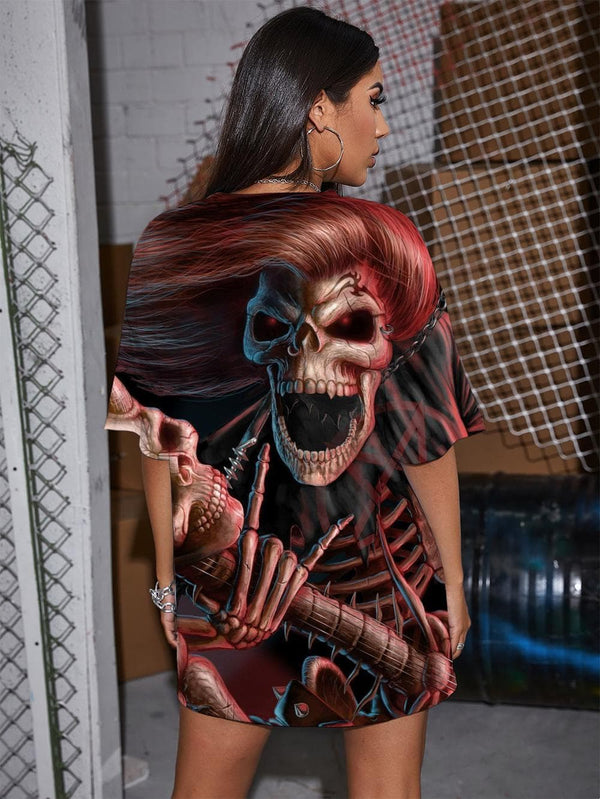 
Skull T-shirt Women Skeleton Funny T shirts Hip Hop Gothic Punk Summer Rock Tshirt Printed
                