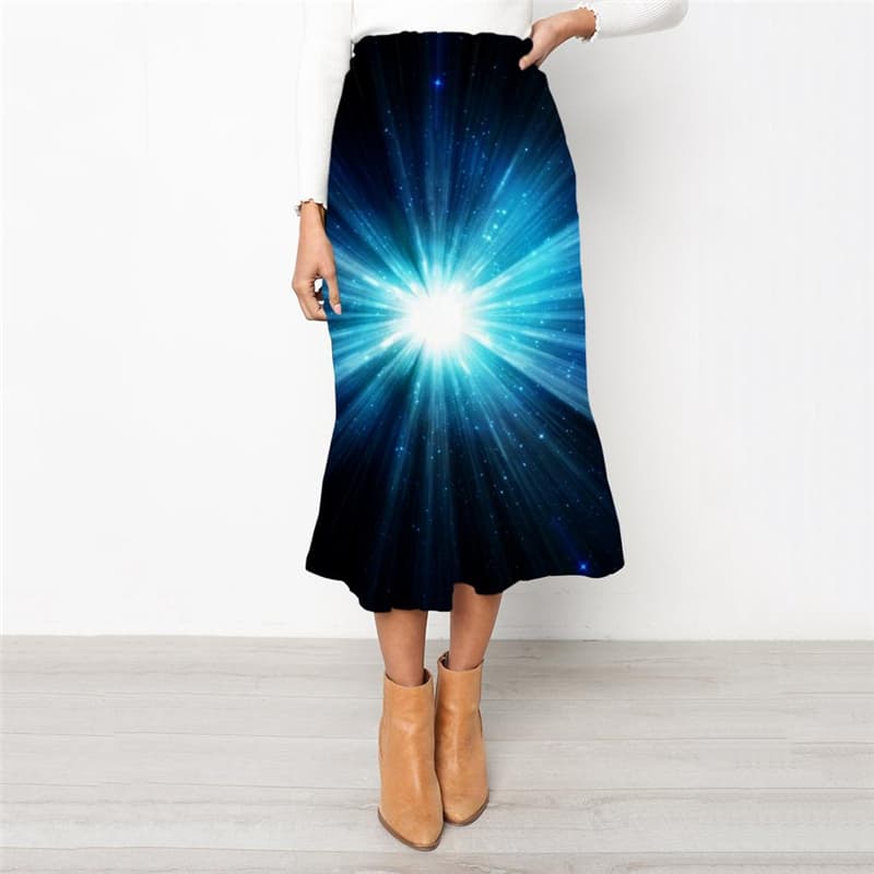 Galaxy Skirts Women Space High waist skirts Universe Rock Frauen Black School skirt