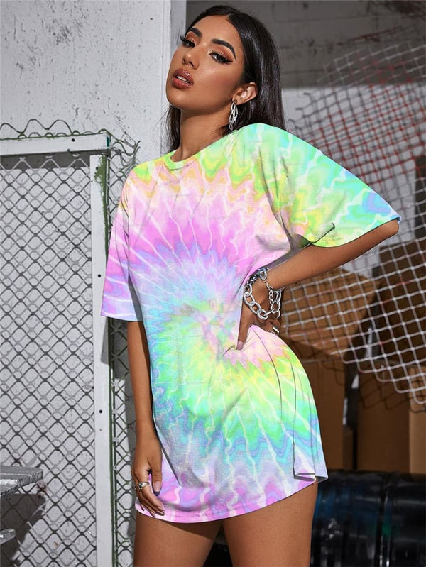 
Dizziness T Shirt Women Colorful Summer Rainbow Tshirt Printed Womens Clothing
                