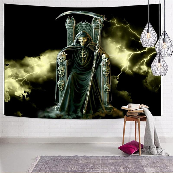 
Skull Tapiz Punk Tapestries Grim Reaper Tenture Mandala Lightning Wall Tapestry
                