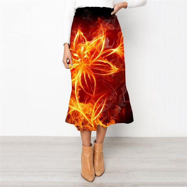 
Flame Skirt Women Flower School skirt Art Skirt Ladies Womens Clothing Fashion
                