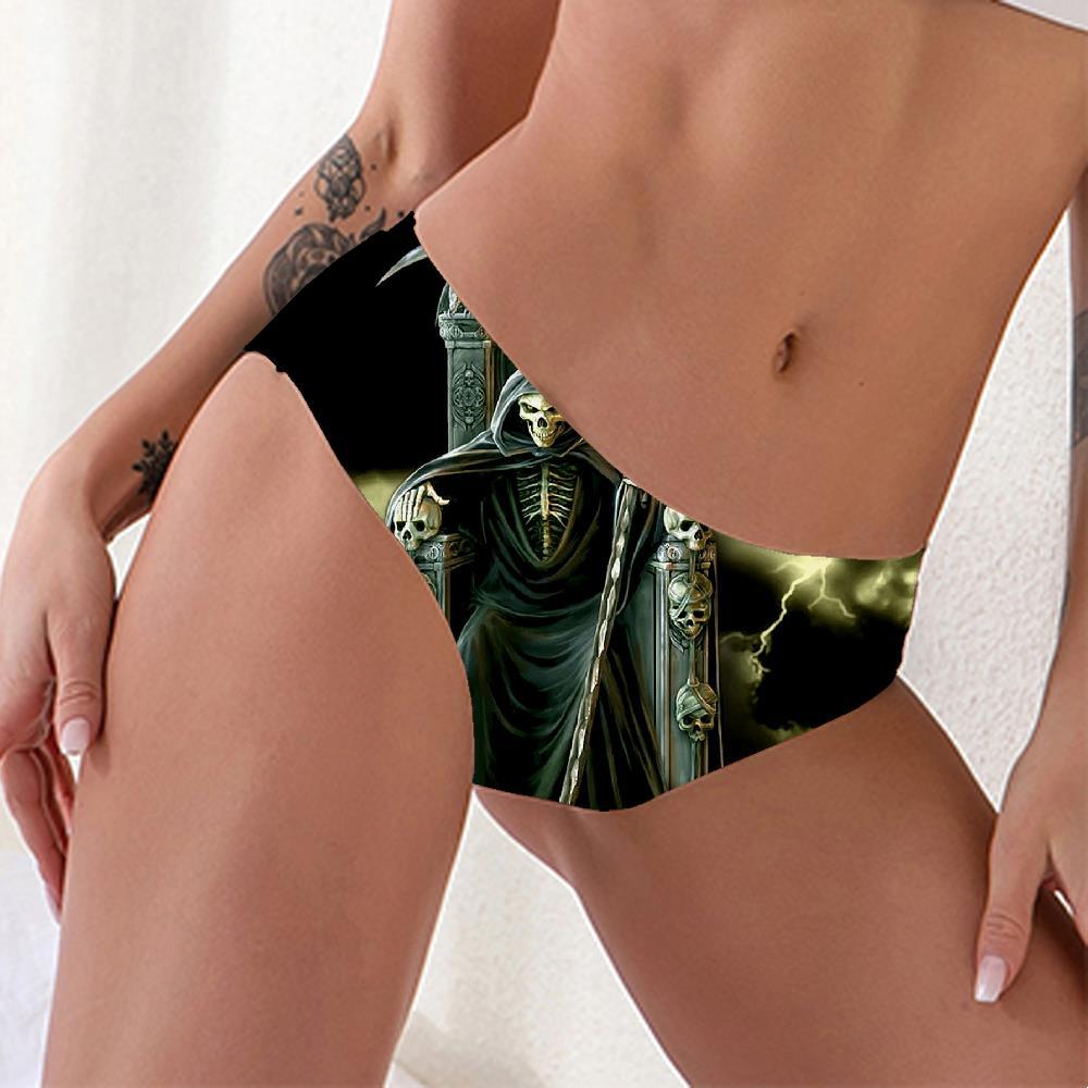 Skull Panties Women Punk Sexy Grim Reaper Knickers Lightning Seamless - KYKU