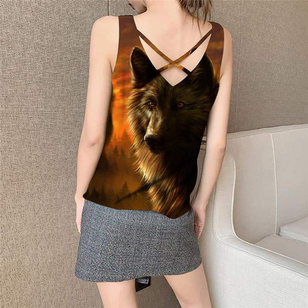 
Wolf Tank Top Women Animal Vest Printed Anime Funny Top Cloud Sleeveless 3d Sun Vest Print - KYKU
                
