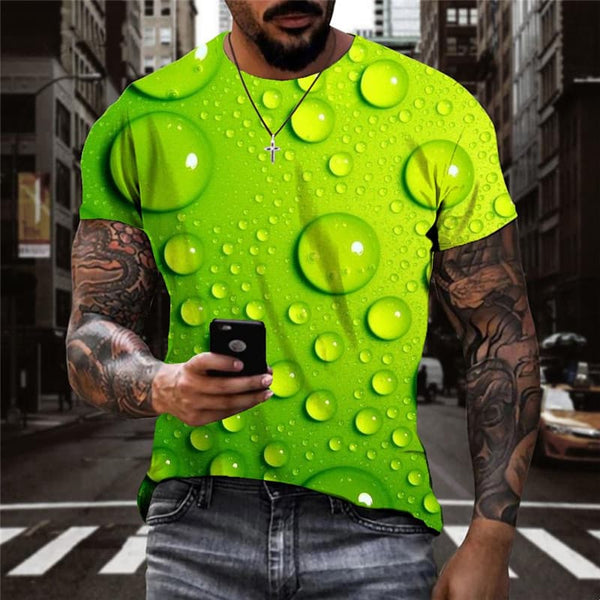 Raindrop T-shirt Men Green Shirt Print Novel Funny T shirts Retro Tshirts Casual | 3d T Shirts kykuclothing.com