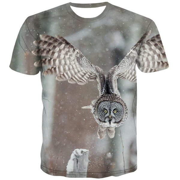 Animal T shirts Men Owl T-shirts 3d Ferocious Tshirts Novelty Hip Hop Tshirts Cool Halloween Tshirt Anime - KYKU