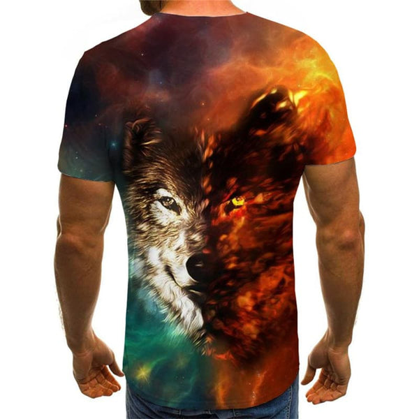 
Wolf T shirt Men Animal Tshirt Printed Flame Tshirts Casual Nebula T-shirts 3d
                