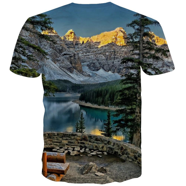 
Camping T shirts Men Sunset Shirt Print Forest Tshirt Printed Flame Tshirts Novelty
                