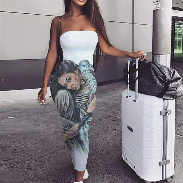 Indios Dress Women Wolf Ladies Dresses Eagle Boho Lovely Bodycon Dress - KYKU