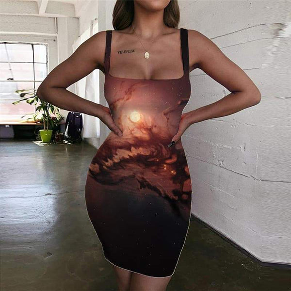 Wolf Dress Women Animal Vestido Sexy Anime Bodycon Dress Galaxy Ladies Dresses Nebula Sundress - KYKU