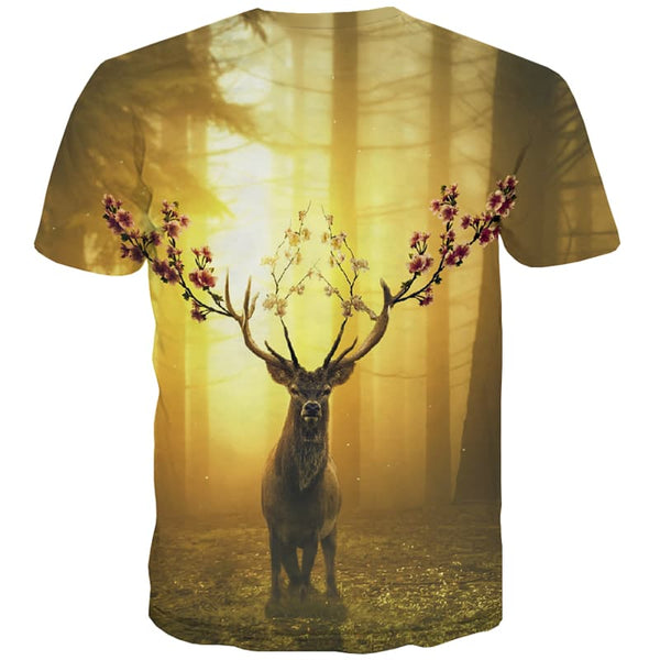 
Deer T shirts Men Animal T-shirts Graphic Flower Tshirt Printed Forest Shirt Print Christmas T shirts Funny
                