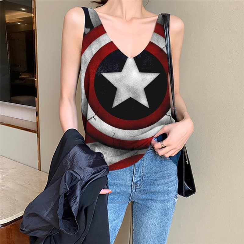 United States Tank-Top women National Flag Vest Printed Stripe Vest Print