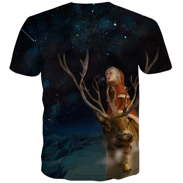 
Deer T-shirt Men Animal Tshirts Novelty Christmas Tshirt Printed Galaxy T shirts Funny Meteor Shower T-shirts Graphic
                