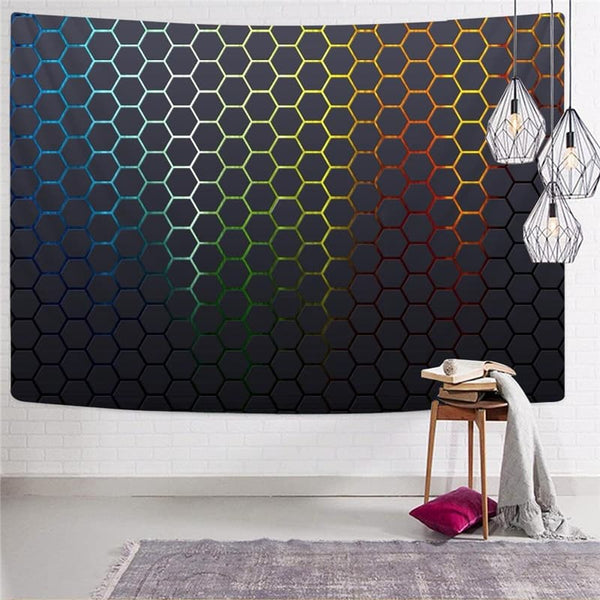 
Geometric Tapiz Psychedelic Tapestries Vortex Tenture Mandala Honeycomb Wall Tapestry Square Rug Wall
                
