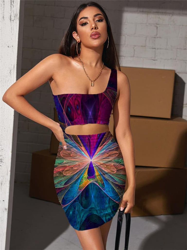 Butterfly Dress Women Animal Hollow out Dresses Colorful Vestido Sexy Psychedelic 3d Print
