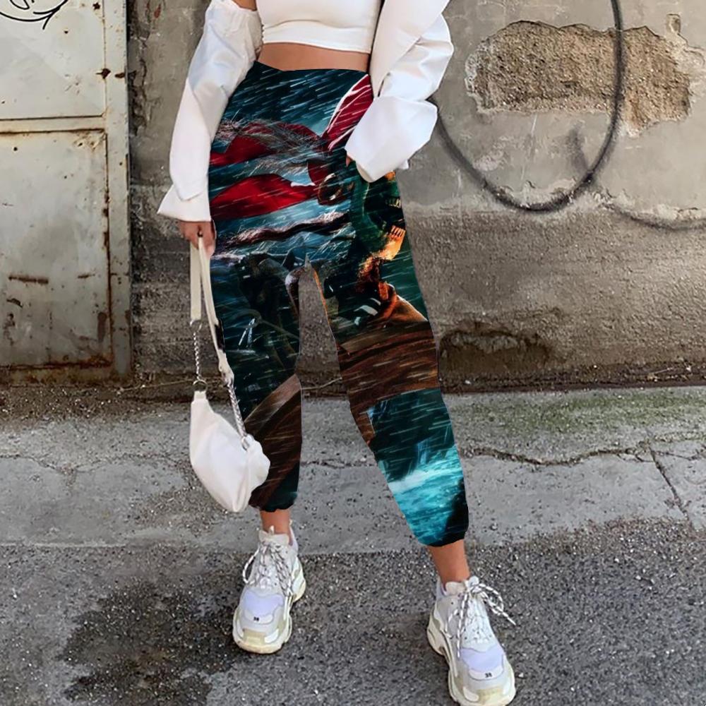 Skull Pants Women Punk Casual Pant Pirate Jogger Pants Rain 3d Printed Ferry Trouser - KYKU