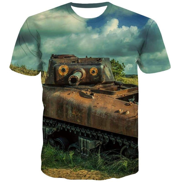 Tank T shirts Men Military Tshirts Cool Metal Shirt Print Landscape T shirts Funny War Tshirt Printed - KYKU
