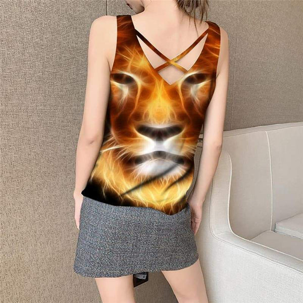 
Lion Tank Top Women Animal Vest Printed Anime Vest Print Flame Anime Clothes Harajuku Sleeveless 3d - KYKU
                