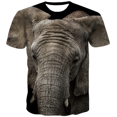 Elephant T shirts Men Animals Shirt Print Head T-shirts Graphic Harajuku Tshirt Printed Street Tshirt Anime - KYKU