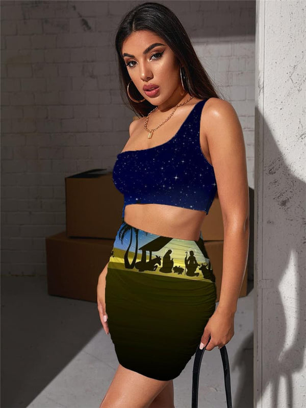 
Galaxy Dress Women Christian Pleating Animal 3d Print Coconut Tree Halter Sleeveless
                