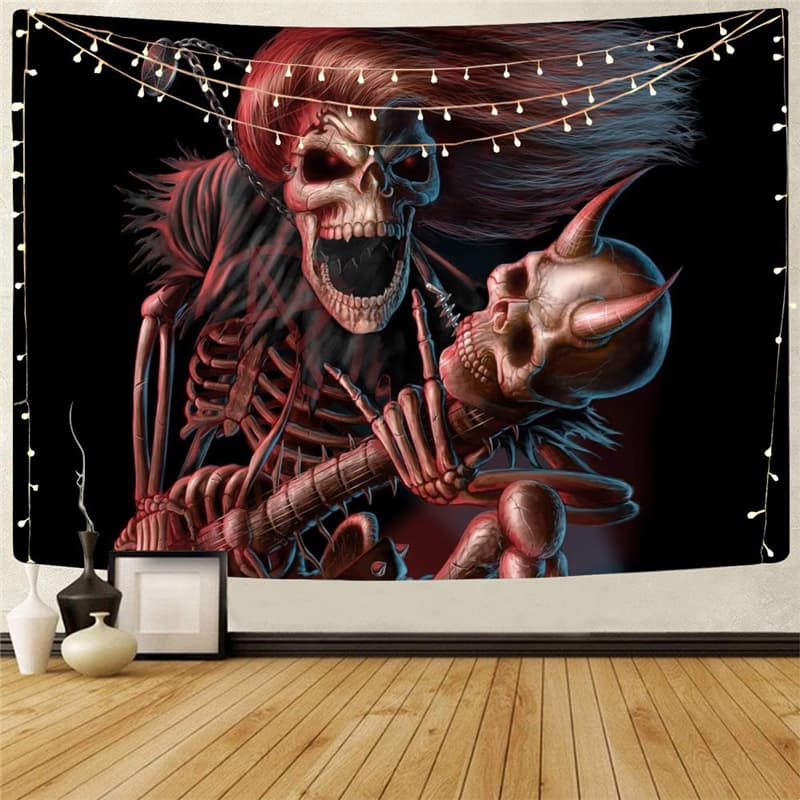 Skull Tapiz Punk Tapestries Devil Tenture Mandala Music Home Tapestrys