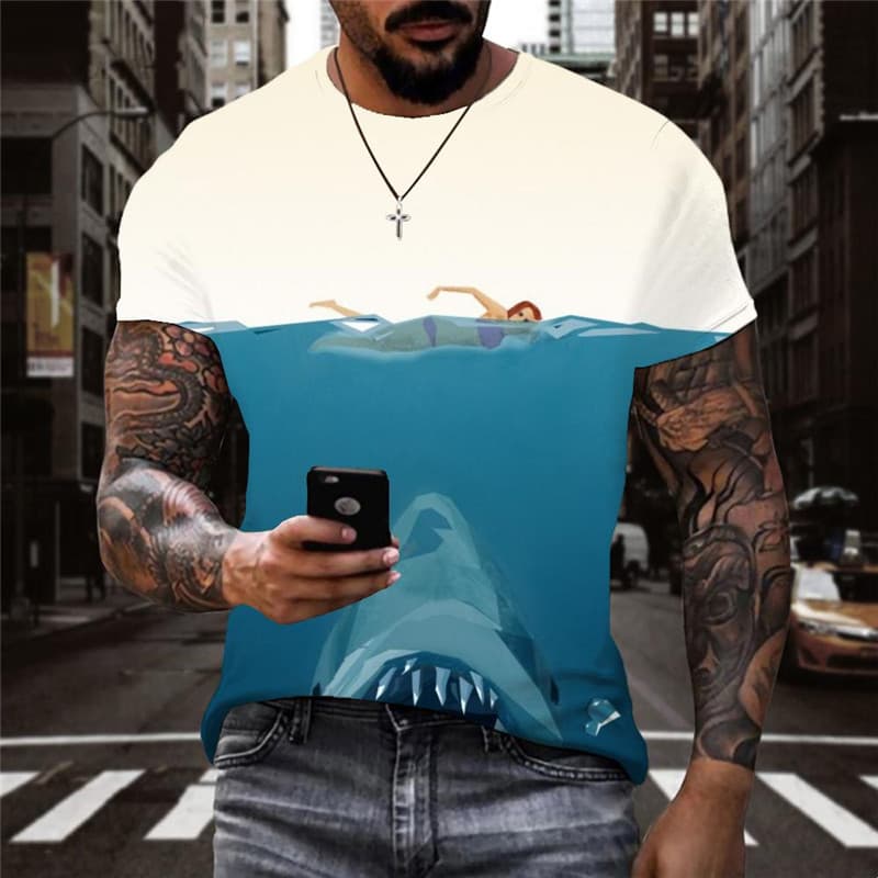 Shark T shirt Men Ocean Funny T shirts Animal Anime Clothes Funny T-shirts 3d