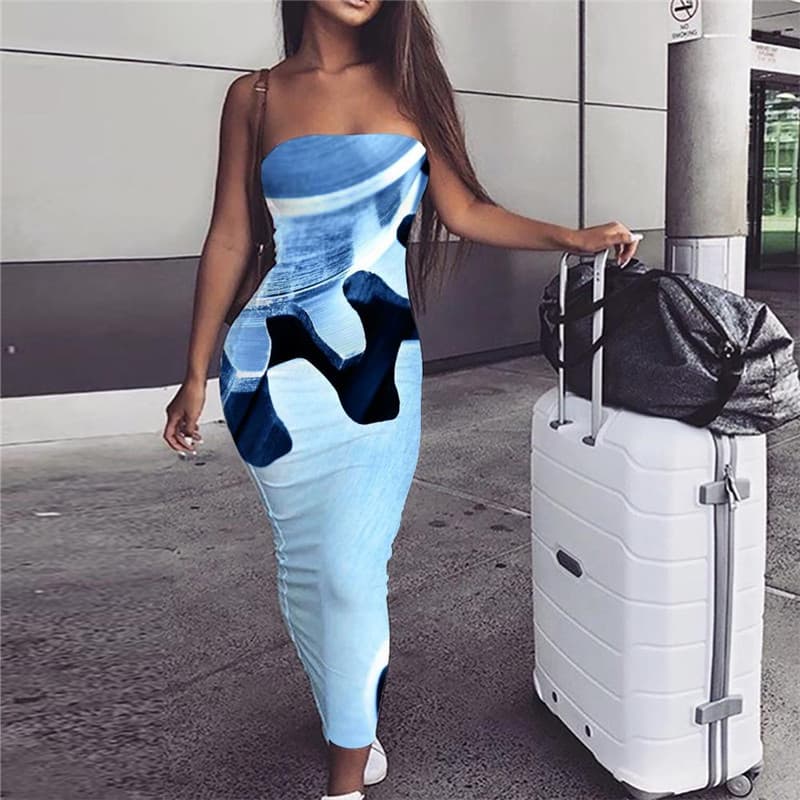 Metal Dress Women Engine Party Gear Ladies Dresses Punk Rock Bodycon Dress